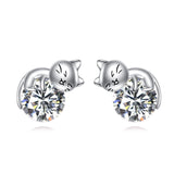 Sterling Silver Birthstone Cat Stud Earrings