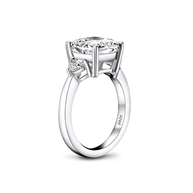 Sterling Silver 10K 14K Gold 5.5 Carats Cushion Cut 5A Cubic Zirconia CZ 3 Stone Engagement Wedding Ring