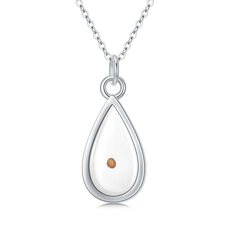 Sterling Silver Tear Mustard Seed Dangle Pendant Necklace