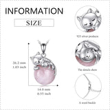 Sterling Silver Moonstone Pearl Rose Quartz Crystal Cat Pendant Necklace