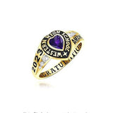 Sterling Silver Personalized Birthstone & Engraved Class Ring Graduation Ring for Women