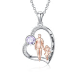 Sterling Silver Father Daughter Heart Pendant Necklace from Dad Gift for Daughter