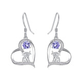 Sterling Silver Birthstone Highland Cow Dangle Earrings