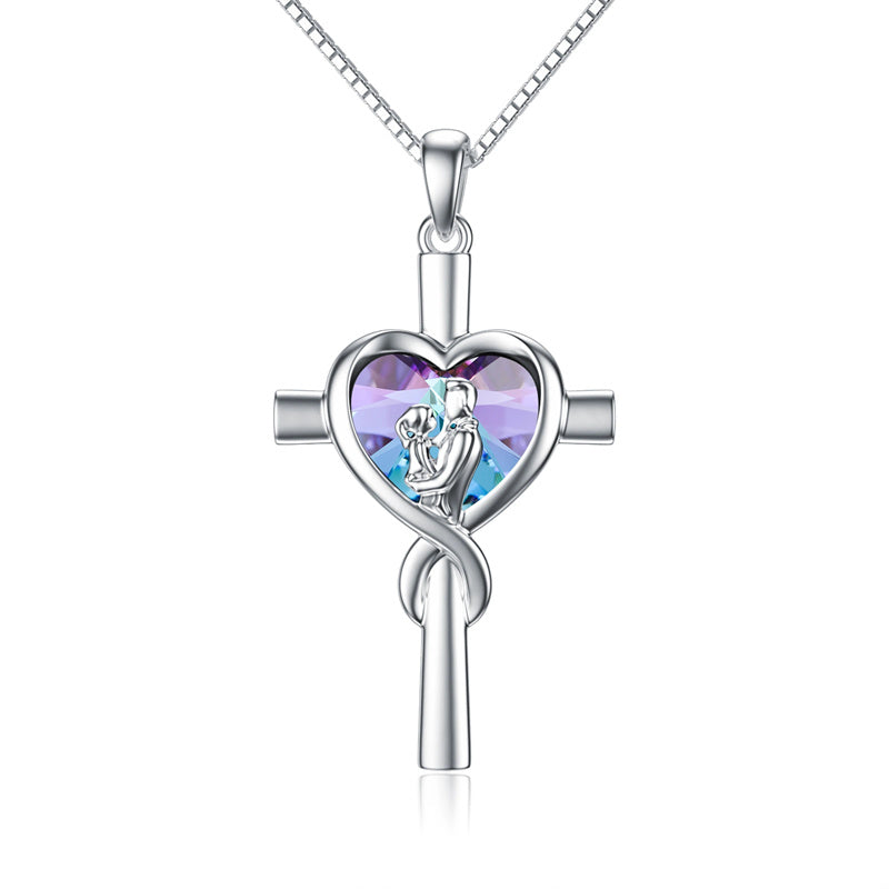 Sterling Silver Father Daughter Heart Pendant Necklace from Dad Gift for Daughter
