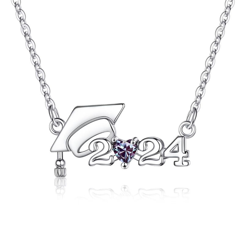 Sterling Sliver  Class of 2024 Graduation Pendant Necklace