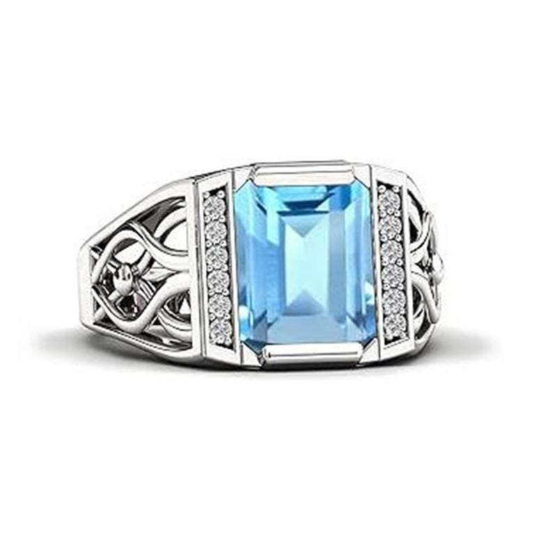 Sterling silver 10K 14K 18K Gold Emerald Cut 4 Carat Mens Gemstone Engagement Ring Promise Ring for Men