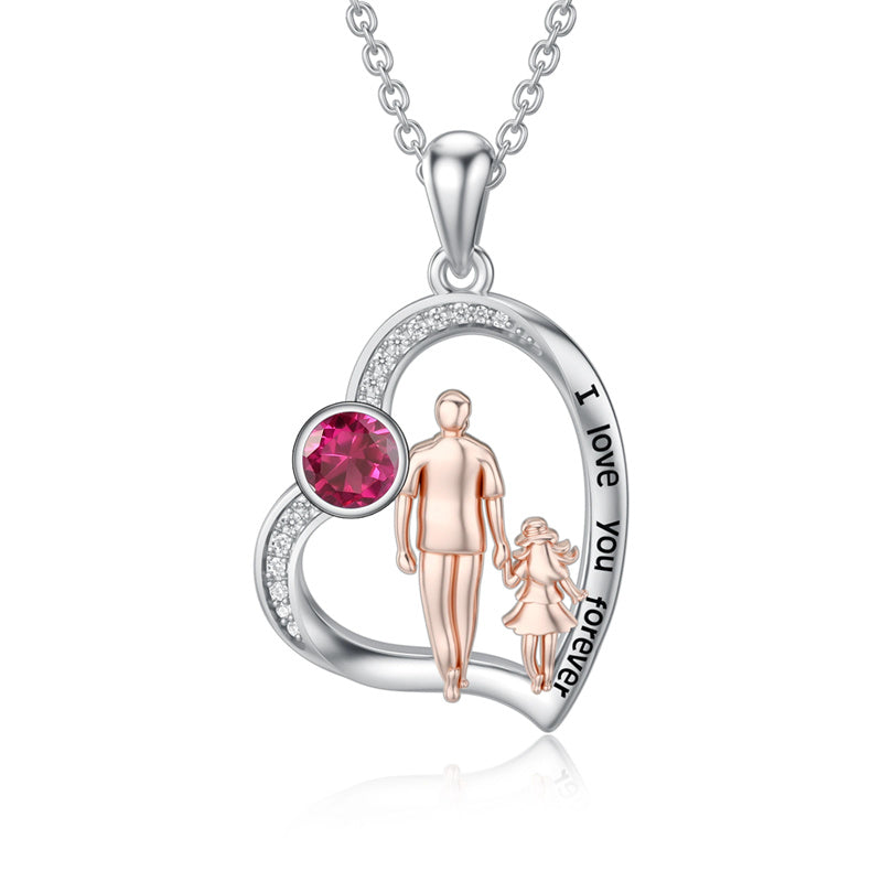 Sterling Silver Father Daughter Heart Pendant Necklace from Dad Gift for Daughter