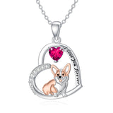 Sterling Silver Birthstone Corgi Pendant Necklace