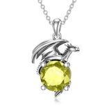 Sterling Silver Birthstone Dragon Pendant Necklace