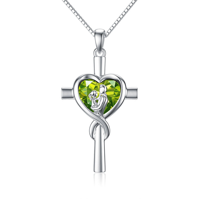 Sterling Silver Father Daughter Heart Pendant Necklace from Dad Gift for Daughter