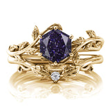 Sterling Silver Natural Moss Agate Blue Sandstone Opal Set Ring