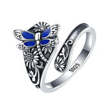 Sterling Silver Oxidized Dragonfly Butterfly Hummingbird Sea Turtle Anchor Cross Tree of Life Sunflower Spoon Ring