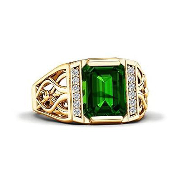 Sterling silver 10K 14K 18K Gold Emerald Cut 4 Carat Mens Gemstone Engagement Ring Promise Ring for Men