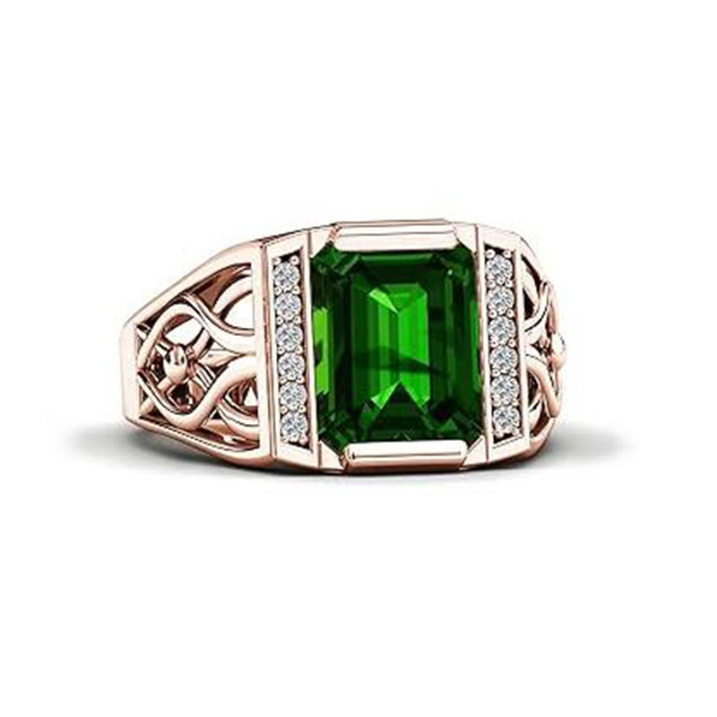 Sterling silver 10K 14K 18K Gold Emerald Cut 4 Carat Mens Gemstone Engagement Ring Promise Ring for Men