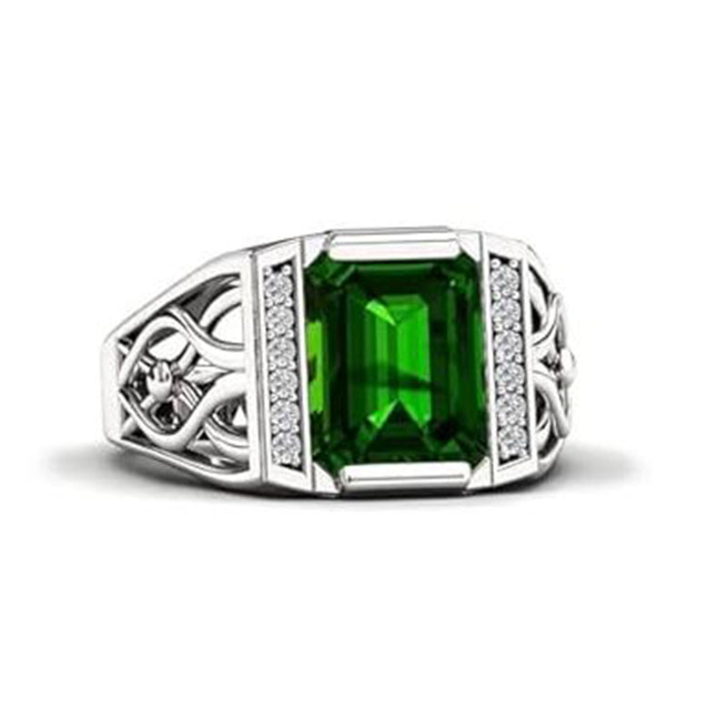 Sterling silver 10K 14K 18K Gold Emerald Cut 4 Carat Mens Gemstone Engagement Ring Promise Ring for Men