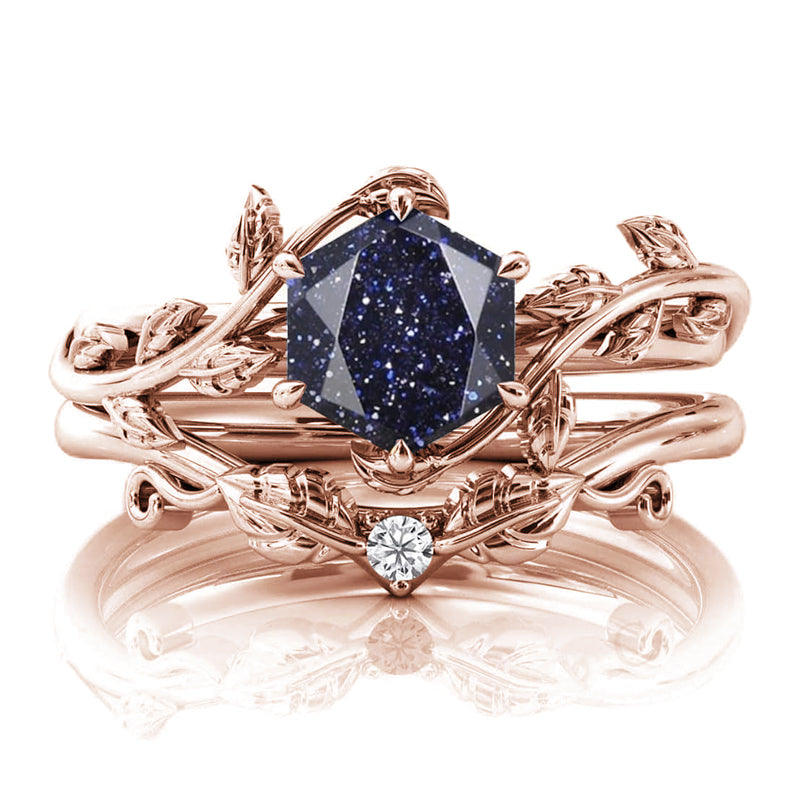 Sterling Silver Natural Moss Agate Blue Sandstone Opal Set Ring