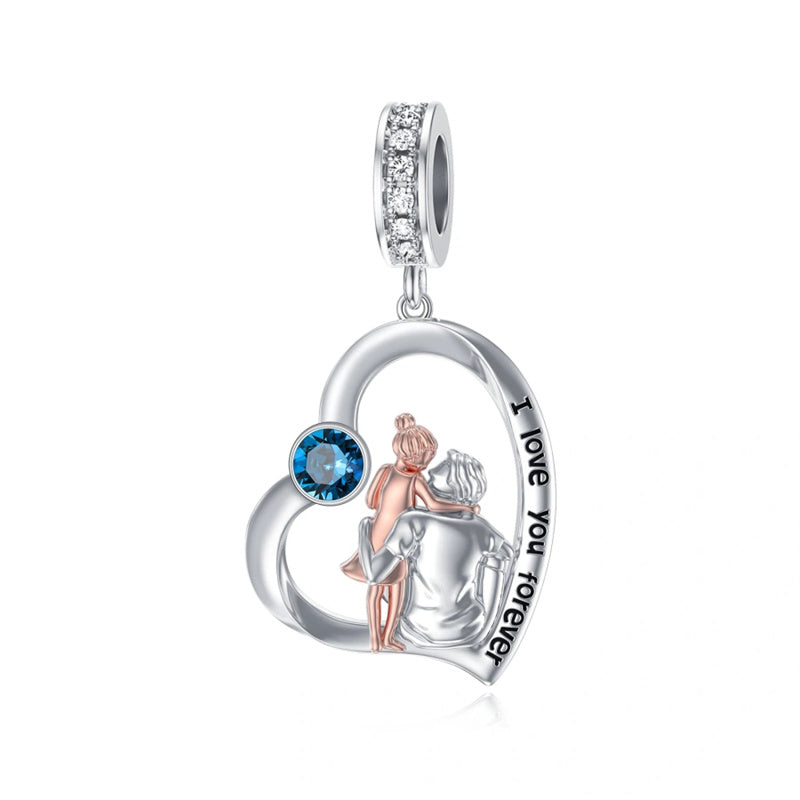 Sterling Silver Father Daughter Mother Daughter Charm Beads