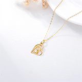 14K Gold Heart Rabbit Pendant Necklace