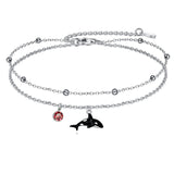 Sterling Silver Personalized Filigree Turtle Orca Whale Single Layer Anklet Bracelet