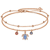 Sterling Silver Personalized Filigree Turtle Orca Whale Single Layer Anklet Bracelet