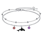 Sterling Silver Personalized Filigree Turtle Orca Whale Single Layer Anklet Bracelet