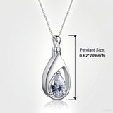 Sterling Silver CZ Tear Dangle Urns Necklace  for Ashes
