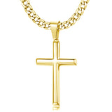 Sterling Silver Cross Pendent for Men With Stainless Steel Cuban Link Pendant Necklace