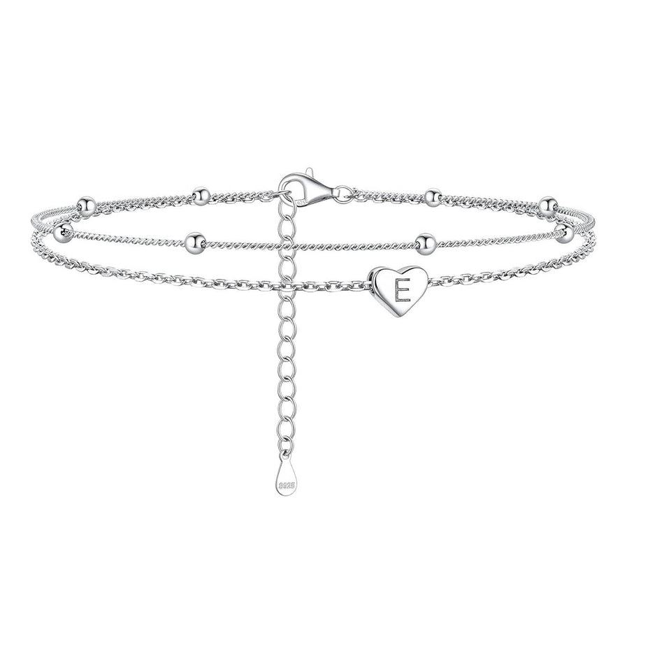 Sterling Silver 26 initials Single Layer Charm Anklet