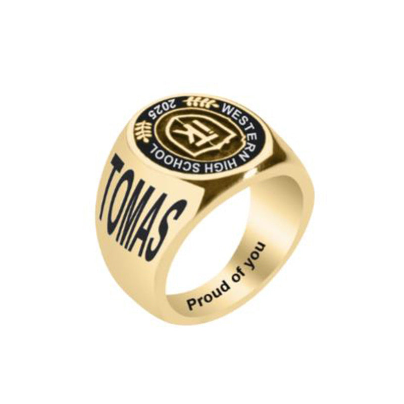 Sterling Silver Personalized  Birthstone Engraved High School College  Class Ring