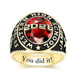 Sterling Silver Personalized Engraved Birthstone Pattern Class Ring Graduation Gift