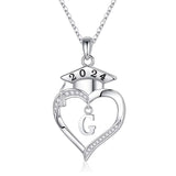 925 Sterling Silver Heart Initial Letter Necklace Class of 2024 Gifts High School Senior College Graduation Gifts