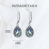 Sterling Silver Abalone Shell Filigree Cat Leverback Earrings 