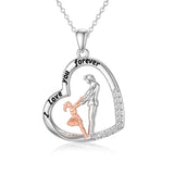 Sterling Silver Father Daughter Heart Pendant Necklace from Dad Gift for Daughter