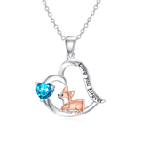 Sterling Silver Birthstone Corgi Pendant Necklace