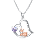 Sterling Silver Birthstone Corgi Pendant Necklace