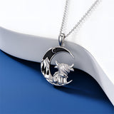 Sterling Silver Mountain Highland Cow Pendant Necklace