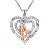 Sterling Silver Father Daughter Heart Pendant Necklace from Dad Gift for Daughter