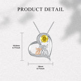 Sterling Silver Birthstone Two Highland Cow Pendant Necklace