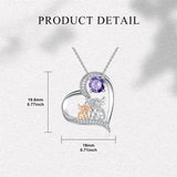 Sterling Silver Birthstone Two Highland Cow Pendant Necklace