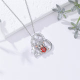 Sterling Silver Highland Cow Pendant Necklace Birthstone Necklace Gift for Women