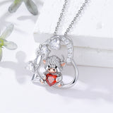 Sterling Silver Highland Cow Pendant Necklace Birthstone Necklace Gift for Women