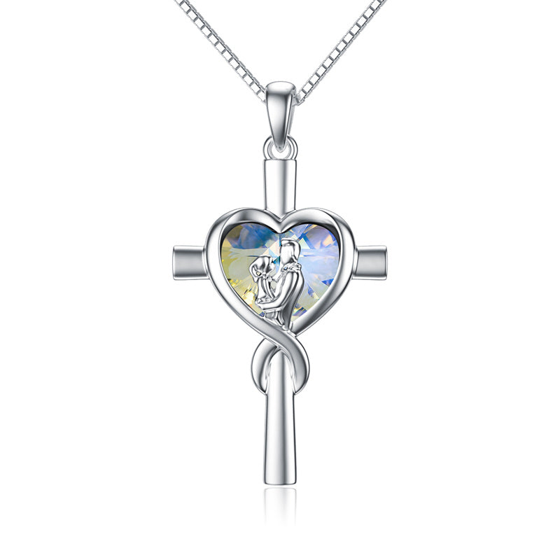 Sterling Silver Father Daughter Heart Pendant Necklace from Dad Gift for Daughter