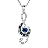 Sterling Silver Birthstone  Music Piano  Pendant Necklace
