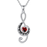 Sterling Silver Birthstone  Music Piano  Pendant Necklace