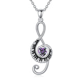 Sterling Silver Birthstone  Music Piano  Pendant Necklace
