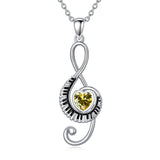 Sterling Silver Birthstone  Music Piano  Pendant Necklace