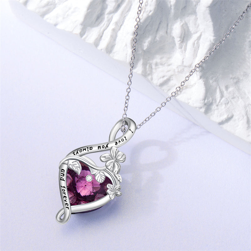Sterling Silve 12Month  Birthstone Birth Flower Necklace  Pendant Necklace