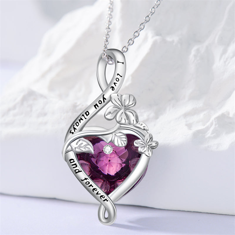 Sterling Silve 12Month  Birthstone Birth Flower Necklace  Pendant Necklace