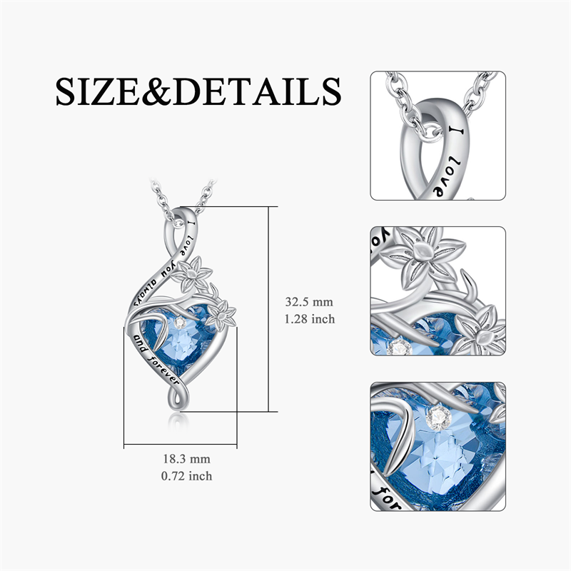 Sterling Silve 12Month  Birthstone Birth Flower Necklace  Pendant Necklace