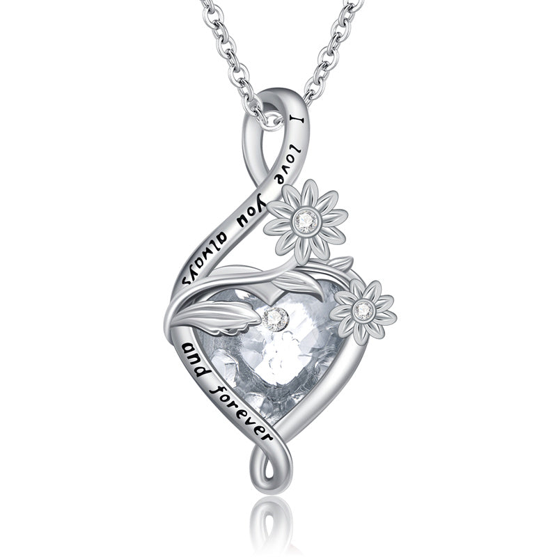 Sterling Silve 12Month  Birthstone Birth Flower Necklace  Pendant Necklace